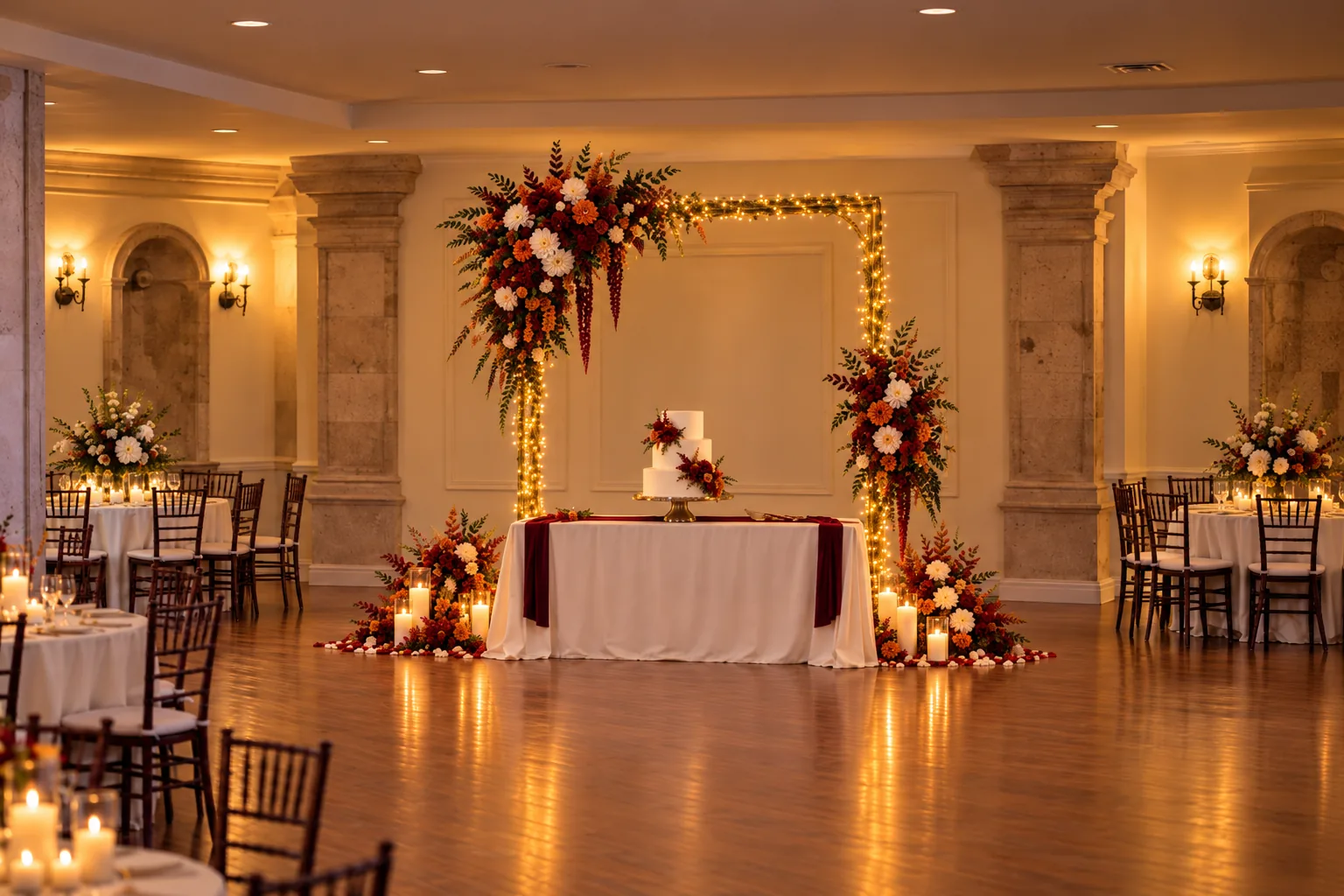 Autumn ceremony-to-reception wedding example