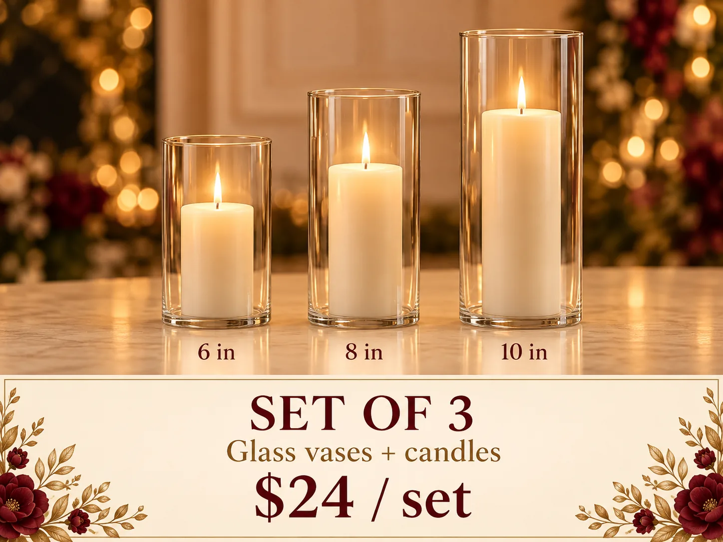 Three-cylinder candle set