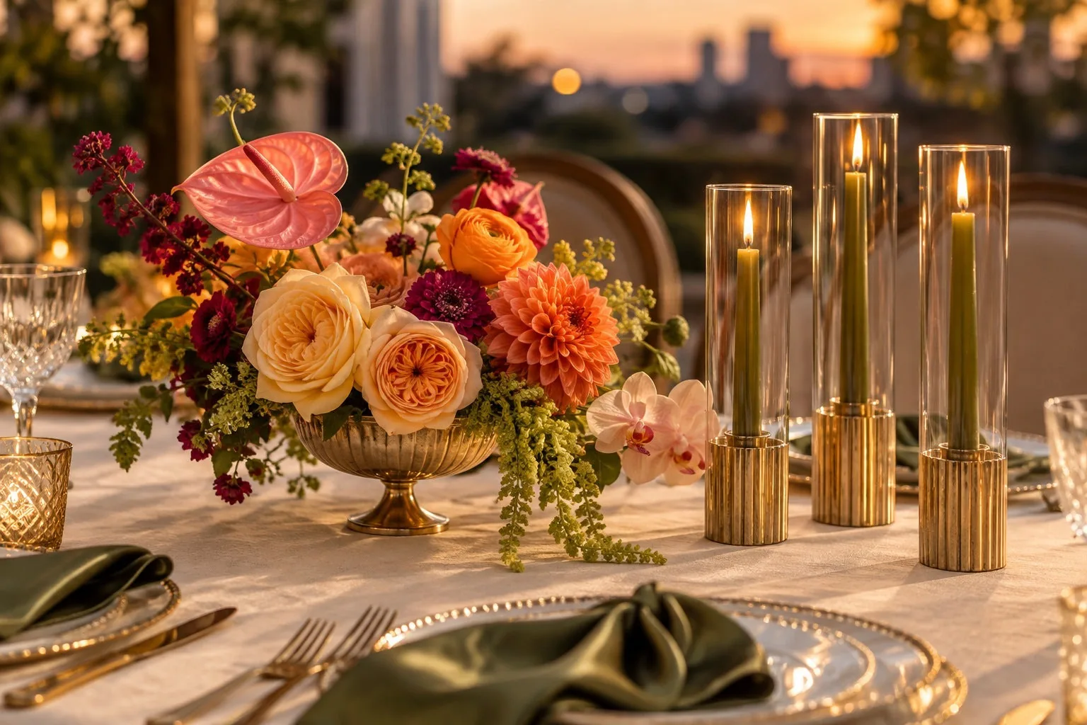 Sunset compote & covered taper table