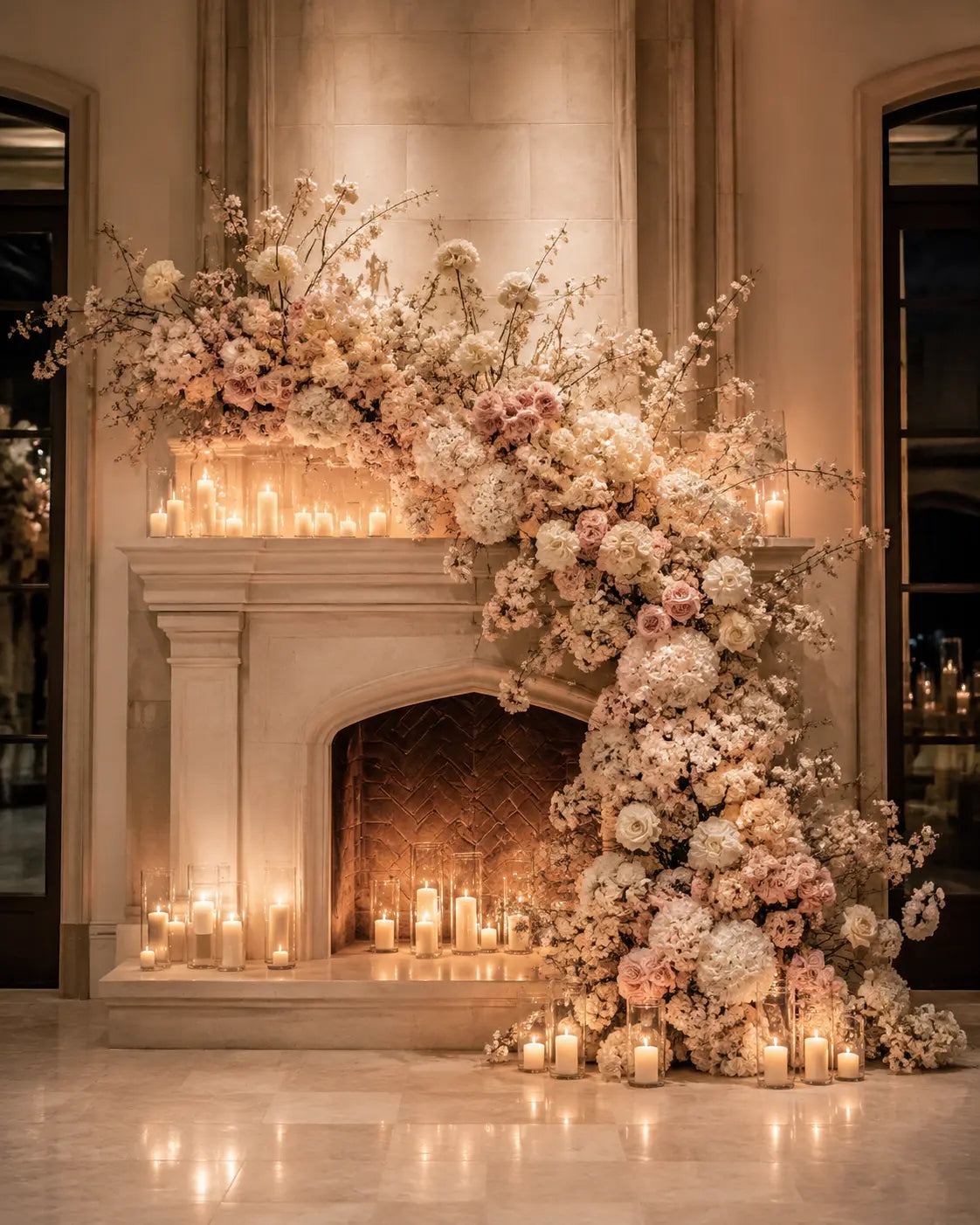 Fireplace Floral Installation — Design Inspiration by 98 Floral Event